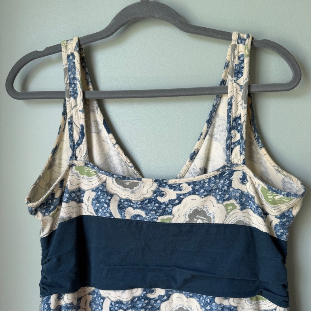 Patagonia Margo Dress Organic Cotton Blue Green Floral Sleeveless V-Neck Large - Picture 9 of 14